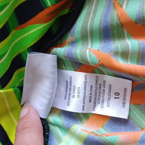 Swim by Chuck Handy Palm Print Swimsuit Sarong Skirt,sz 10 - Picture 6 of 7